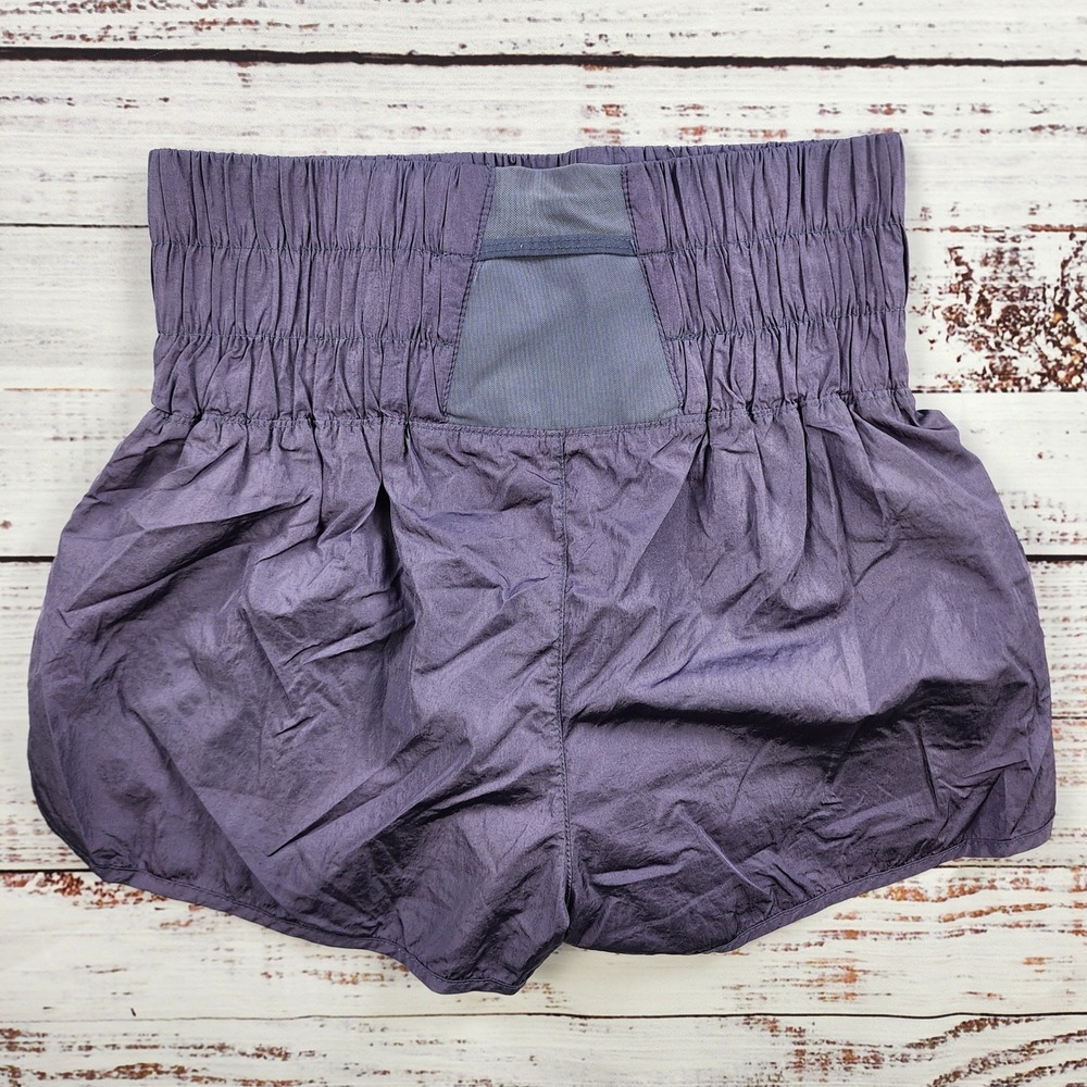 Free People The Way Home Shorts Deep Sea S Gray Purple Smocked Running Gym‎ - Picture 2 of 8